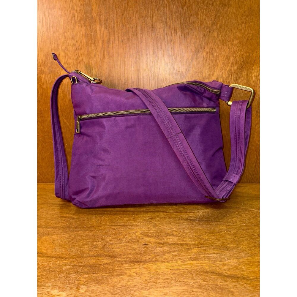 Travelon Purple Anti-Theft Double Zip Crossbody Bag RFID Bocking, sz 14 x10 x 3 - Picture 9 of 16